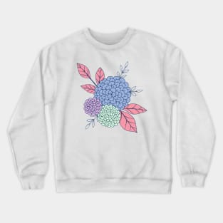 Wild colorful flowers botanical design in blue, lilac, green and pink Crewneck Sweatshirt